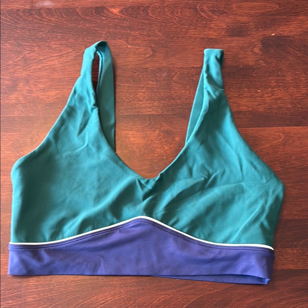 Green and Blue Sports Bra with Wide Straps